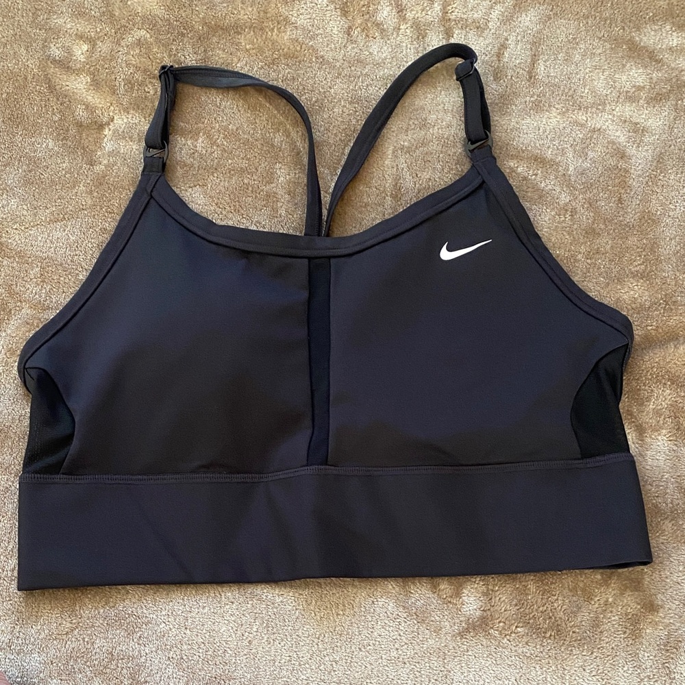 Nike Women's Black Sports Bra with White Logo